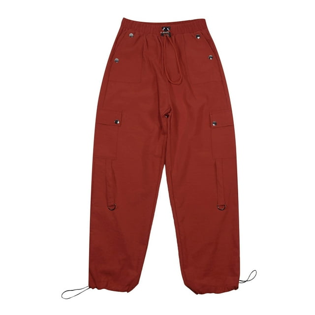 MEZZALL Pantalon de Sport Décontracté pour Filles, Jambe Droite Grand, Coupe Décontractée, Rouge, 9-10 Ans