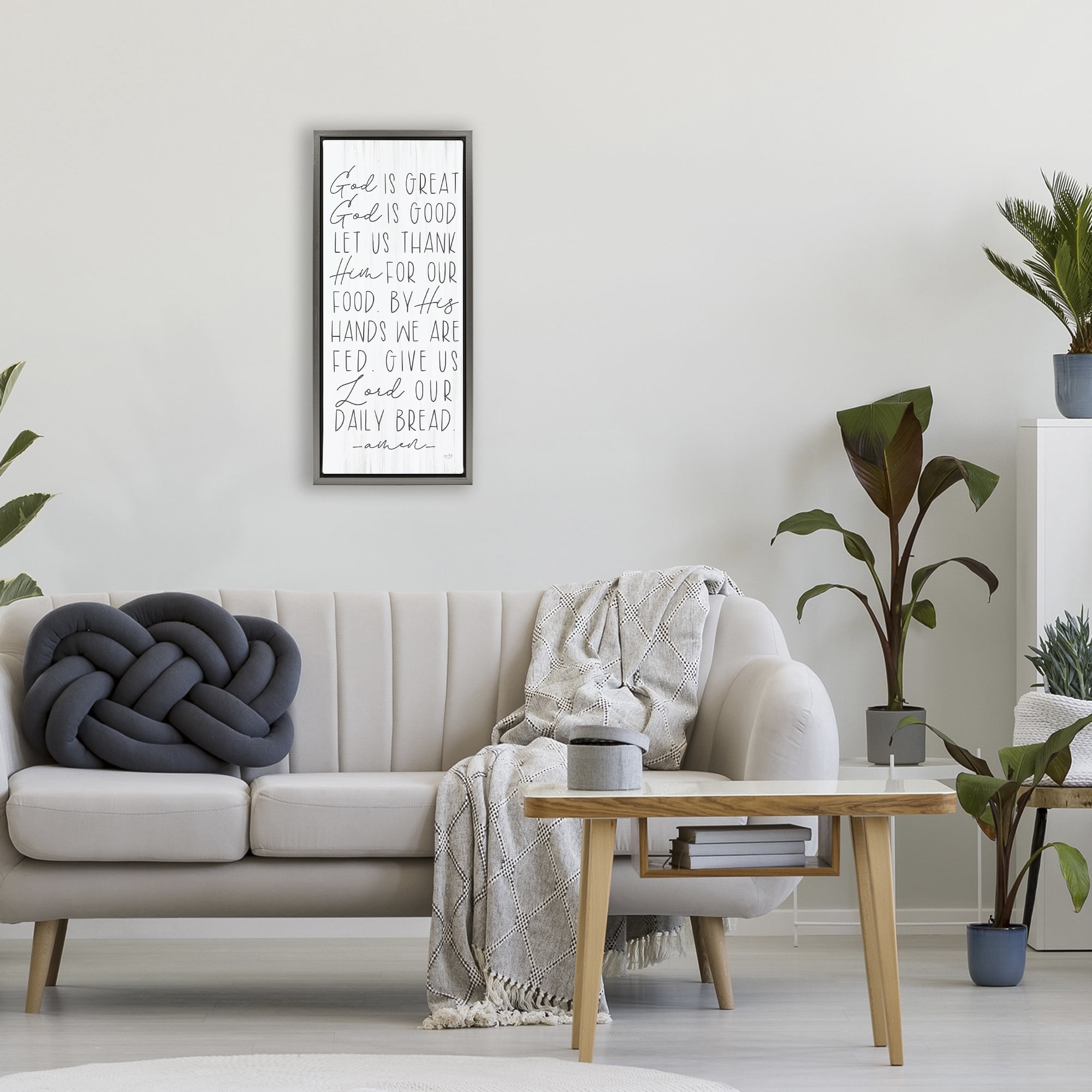 Stupell Industries God Is Great & Good Gray Framed Floater Canvas Wall Art, design by Lux + Me Designs