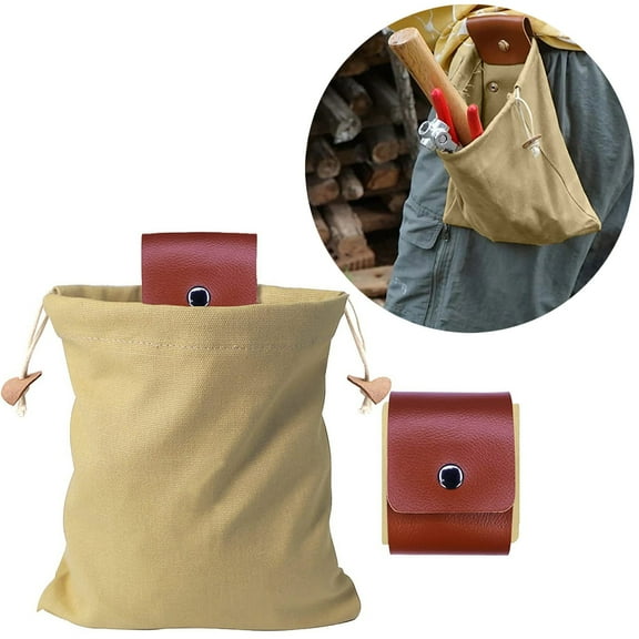 Foldable Waxed Canvas Foraging Belt Bag For Fruit Picking Camping Outdoor Storage Pouch
