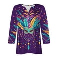 2025 Mardi Gras Shirts for Women Funny Color Block Holiday Outing