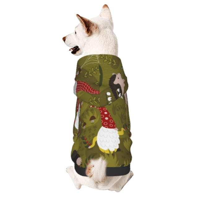 Fotbe Gnomes Playing in the Garden Sudadera con Estampado para Perros Pequeños – Suéter con Capucha para Mascotas, Tela Suave de Forro Polar con Bolsillo-X-Small