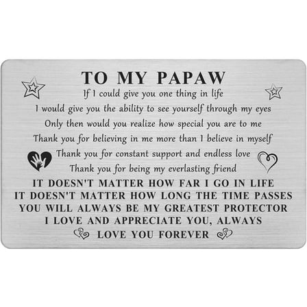 Papaw Christmas Card Gifts for Men, Happy Papaw Birthday Wallet Card from Grandkids, Personalized Thanksgivng Gift from Grandchildren