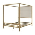 thumbnail image 6 of Euroco Metal Queen Size Canopy Bed with Upholstery Headboard, Gold, 6 of 7