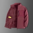 thumbnail image 2 of Men Stand Collar Full Zip Fleece Jacket Thick Lined Warm Outerwear Multi Zipper Pockets Casual Coat for Daily Commute Cold Weather Outdoor Activities Red L, 2 of 5