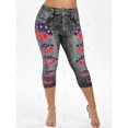 thumbnail image 4 of Más el tamaño de la impresión del labio de la bandera americana recortada Jeggings Rosegal Leggings de talla grande, 4 of 5
