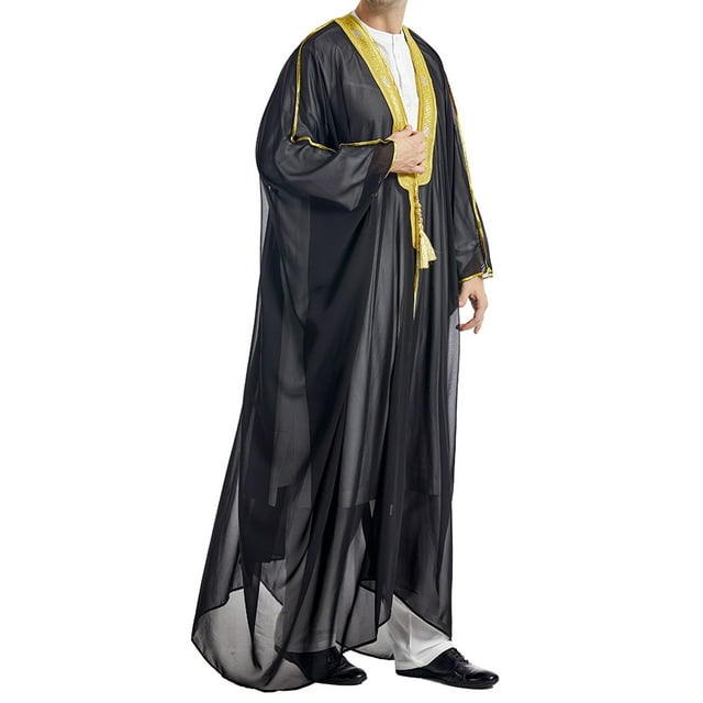 EQWLJWE Économies d'Été! Robe Musulmane pour Hommes Robe Arabe Mi-Longue Style Long Manches Longues Brodée Chemise Longue Mode Décontractée Robe en Surplomb
