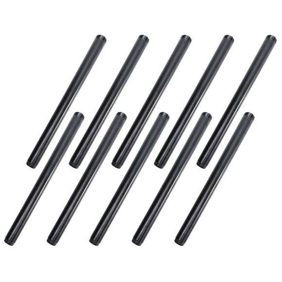 34 x 14 Black Painted Iron Pipe Home TZH 10 Pack Threaded Black Paint Finish Metal Pipe Nipple for DIY ProjectFurnitureShelving Decoration(10 14)