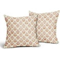 thumbnail image 4 of Orange Pink Floral Block Print Pillow Covers 18x18 Inch Set of 2, Vintage Flower Pattern Decorative Throw Pillowcases Outdoor Farmhouse Cushion Covers Spring Summer Rustic Sofa Couch Bed Decor, 4 of 7