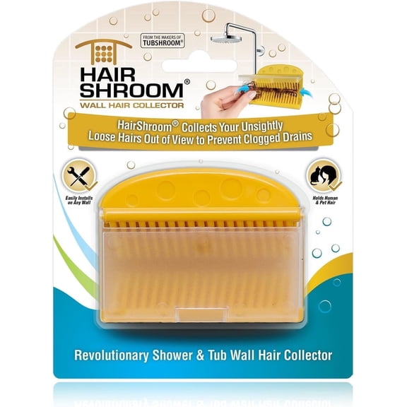 HairShroom Reusable Shower & Bathtub Wall Hair Catcher & Grabber Snare for the Hidden Storage to Prevent Clogged Drains, Black