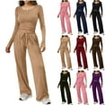 thumbnail image 2 of ShiShine 2 Piece Casual Sets for Women Lounge Set Cropped Tops Wide Leg Pants Sweatsuits Outfits Tracksuit, 2 of 7