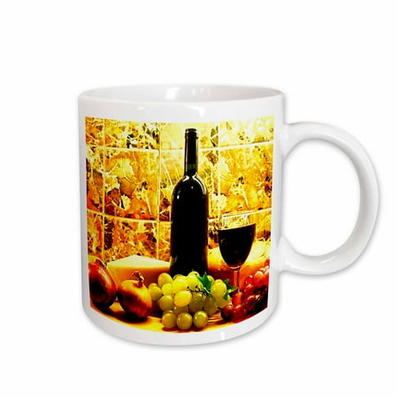 

3dRose Wine Bread Cheese Grapes - Ceramic Mug 15oz (mug_871_2)