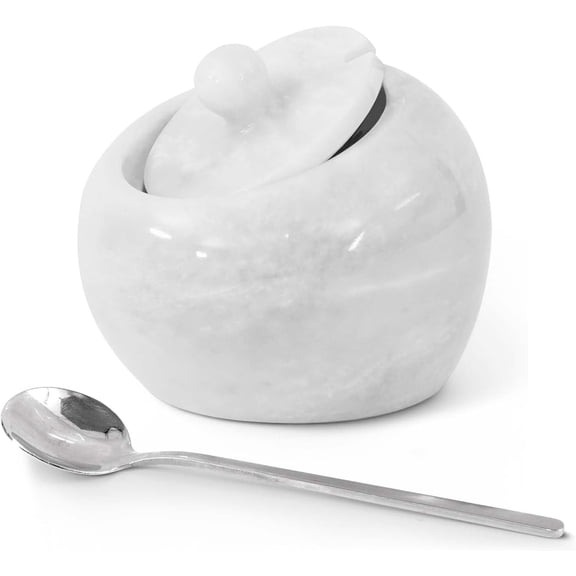 Radicaln Marble Salt Cellar with Lid 4" Inch White Salt Box, Seasoning Container & Spice Jars, Stone Salt Holder for Counter, Spice Jar