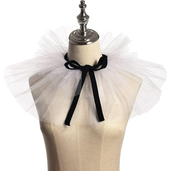 YooGuoGuo Vintage Renaissance Tulle Ruffled Collar Clown Costume - Detachable White Gauze Collar