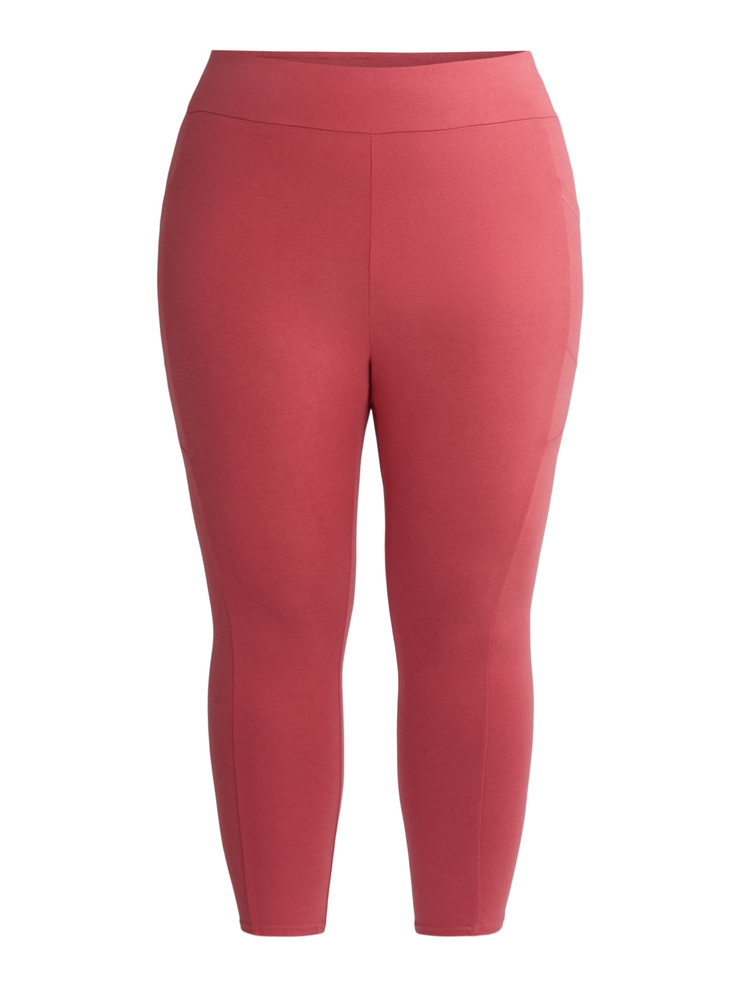 Terra & Sky Women's Plus High Rise Capri Leggings with Cellphone Pockets, 2-Pack