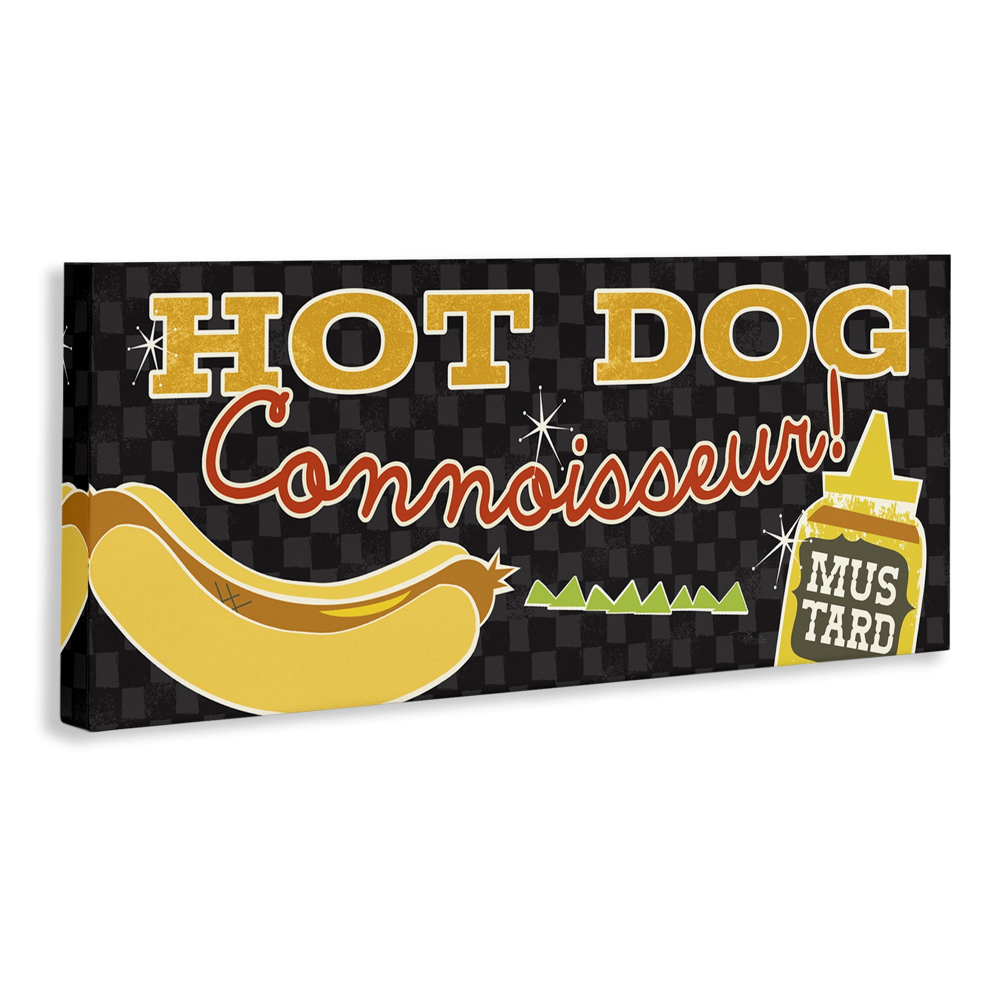 Stupell Industries Hot Dog Connoisseur Food & Beverage Painting Wrapped Canvas Art Print Wall Art, 30 x 13