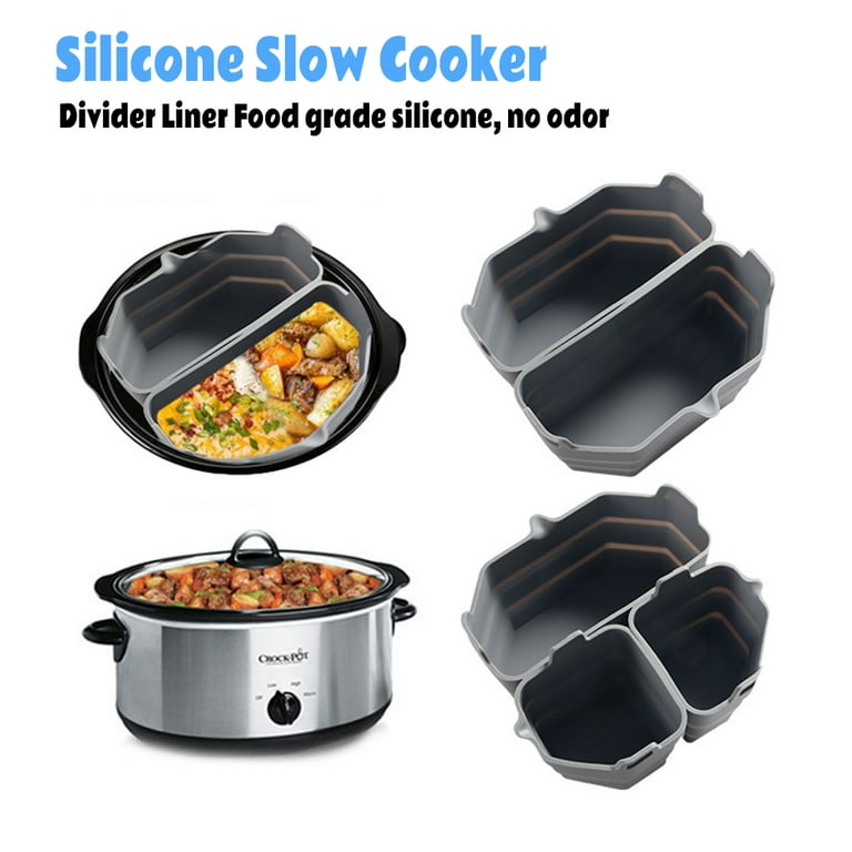 2Pcs Slow Cooker Liners Silicone Crock Pot Divider Reusable Safe