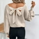 thumbnail image 2 of Camisetas para mujer,Blusa de manga larga con cuello en V y lazo para mujer, estilo casual, holgada, estampada, 95 % poliéster, 5 % elastano, para usar en casa, sopatenor, 2 of 9
