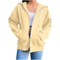 thumbnail image 3 of Yokua Women's Oversized Zip Hoodie Casual Long Sleeve Fleece Jacket Cute Girls Sweatshirt, 3 of 8