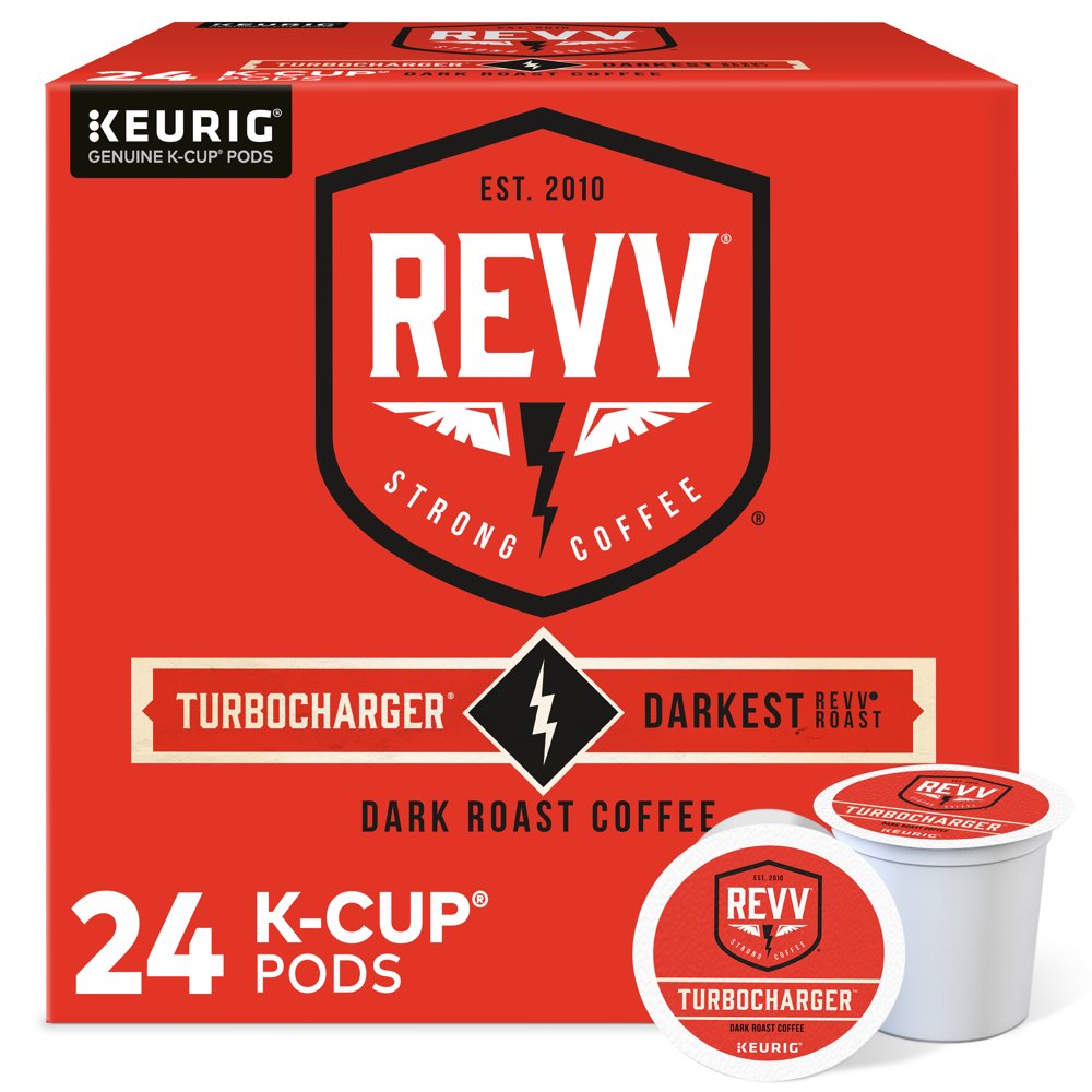 REVV Turbocharger KCup Coffee Pods, Dark Roast, 24 Count for Keurig