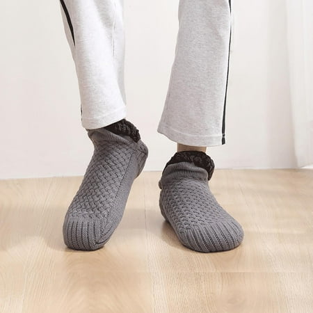 

Tejiojio Christmas Matching Womens Thick Warm Slipper Socks With Non Slip Grippers Double Side Cozy Warm House Slippers Thanksgiving Christmas Gifts