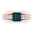 thumbnail image 2 of Clara Pucci 18K Rose Gold Princess Cut 1.5Ct Natural London Blue Topaz Engagement Ring + Matching Band - Luxury Box Included, 2 of 7