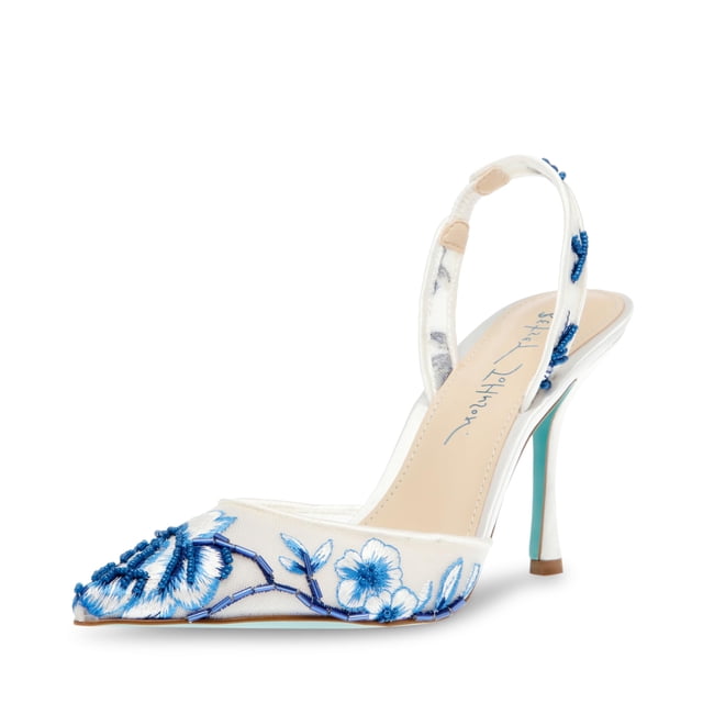 Zapatos de Tacón con Parche para Mujer Betsey Johnson, Azul Floral, Talla 10