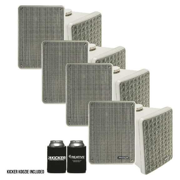 Kicker KB6 Indoor Outdoor Patio Speaker Bundle in Gray- 8 Speakers total