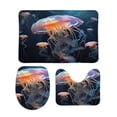 thumbnail image 2 of Jellyfish Ocean Style 3 Pieces Bath Mats Set, Non-Slip Washable Cover Floor Rug Decorations for Kitchen Bathroom Bedroom, 2 of 7