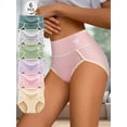 thumbnail image 2 of 6-Pack High-Waist Cotton Briefs, Seamless Sexy Comfortable Breathable Stretch Underwear, Women'S Lingerie and Pajamas, High-Waist Panties, Knitted Fabric with Letter Pattern, Assorted Colors, 2 of 6