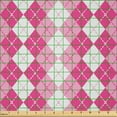 thumbnail image 2 of Ambesonne Pink and White Fabric by the Yard Microfiber, Traditional Argyle, 1 Yard, Pink Pale Pink and White, 2 of 2