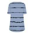 thumbnail image 4 of Womens Casual T-Shirts Summer Short Sleeve Shirts Fashion Stripe Prints Chest Pleated Blouses Lightweight Loose Round Neck Pullover Top, 4 of 5