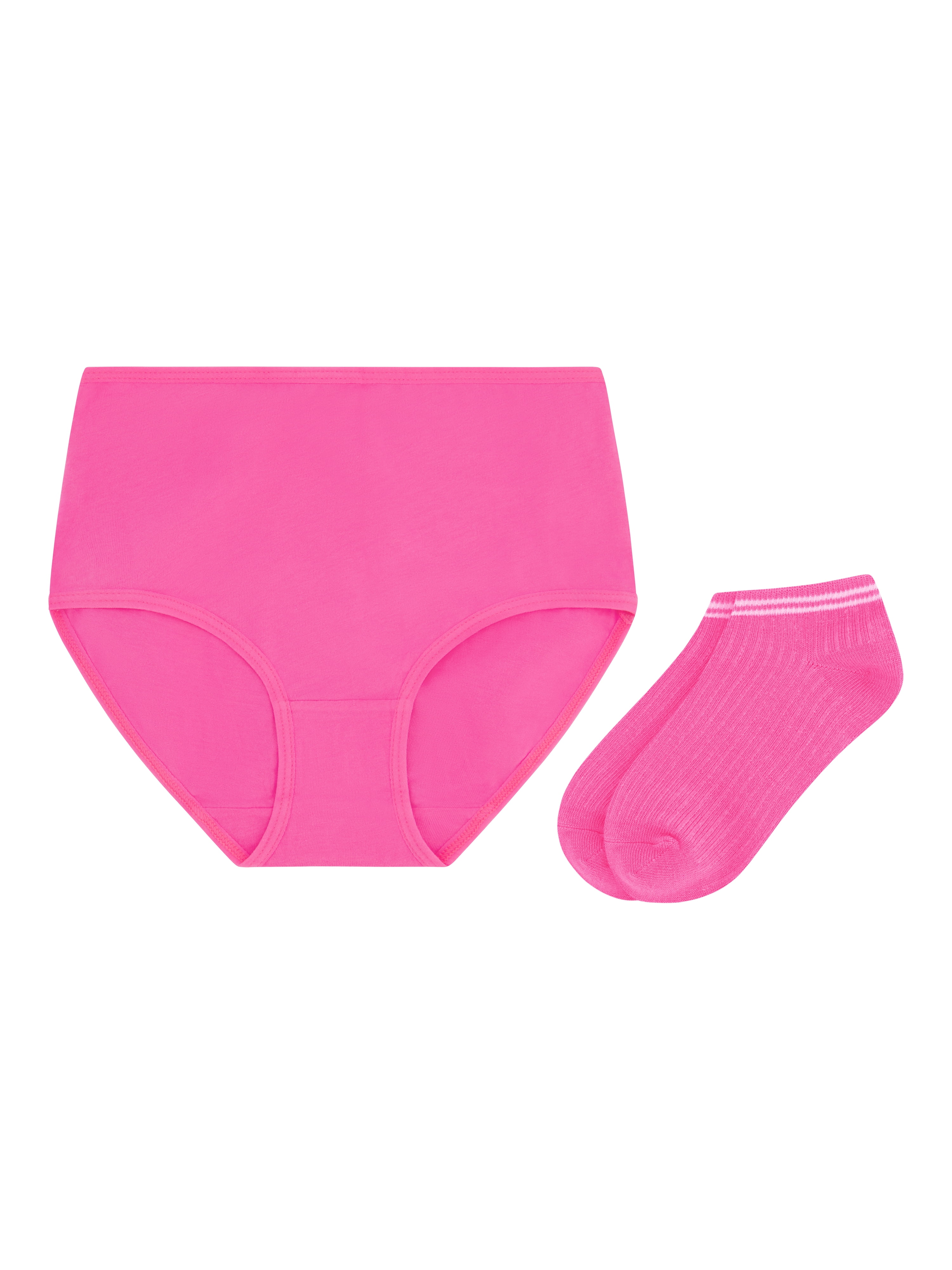 Wonder Nation Girls Cotton Underwear & Socks Bundle, 14-Pack, Sizes 4-16