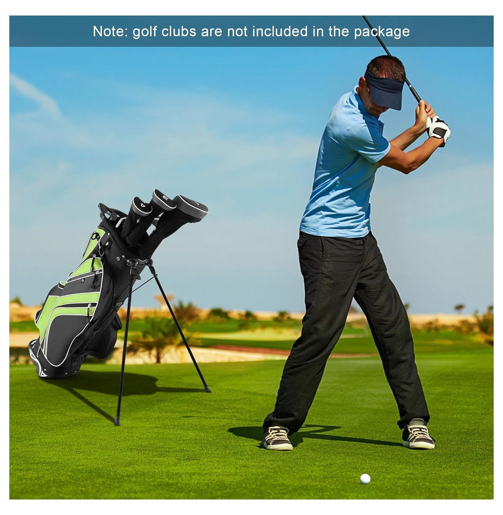 Golf Stand Bag 6 Way Divider, 8 Pockets Lightweight Golf Bag with Rain Hood & Umbrella Holder for Men Women