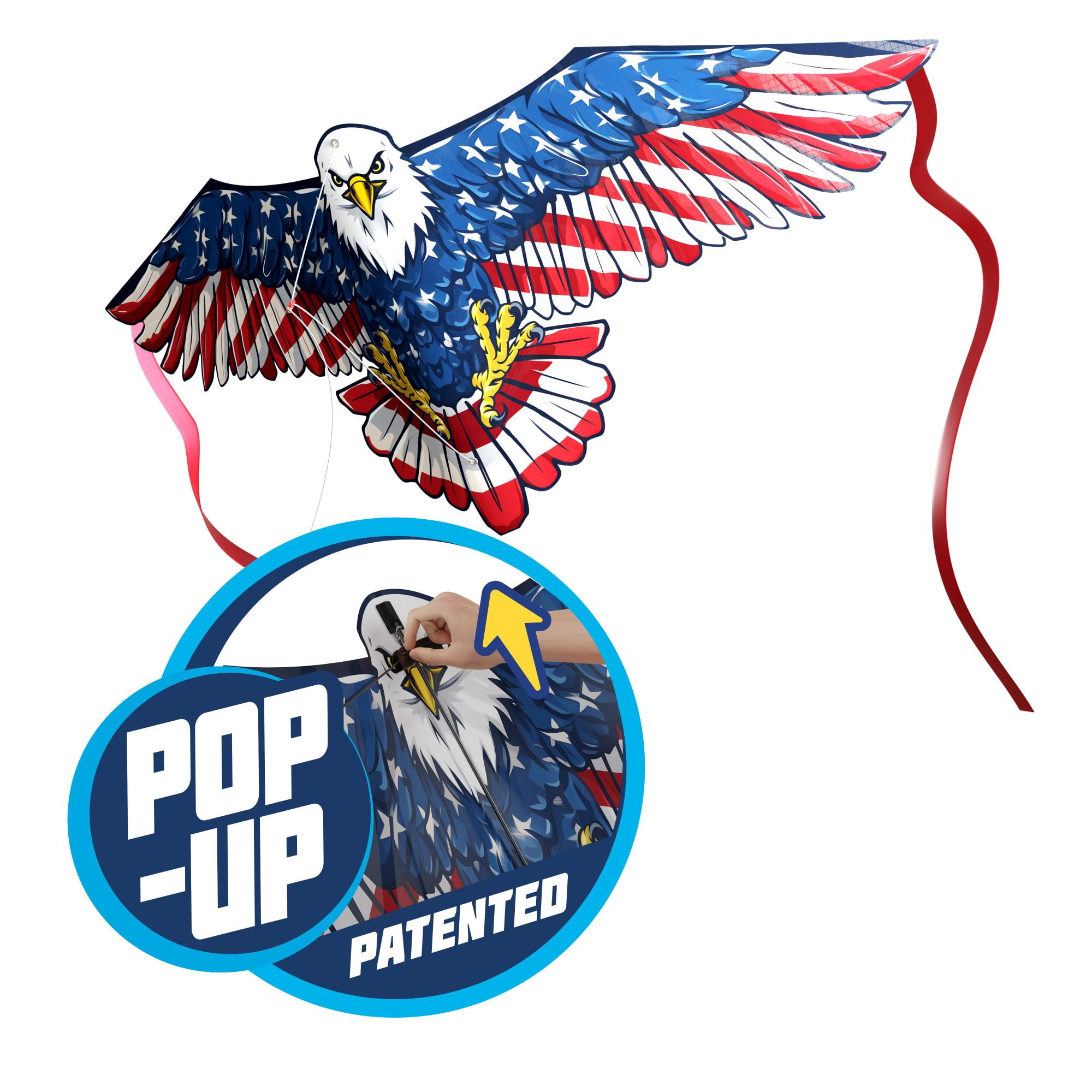 Wicked Kites Ready 2 Fly Eagle XXL Premium 53" 3D Pop-Up Ripstop Fabric Kite