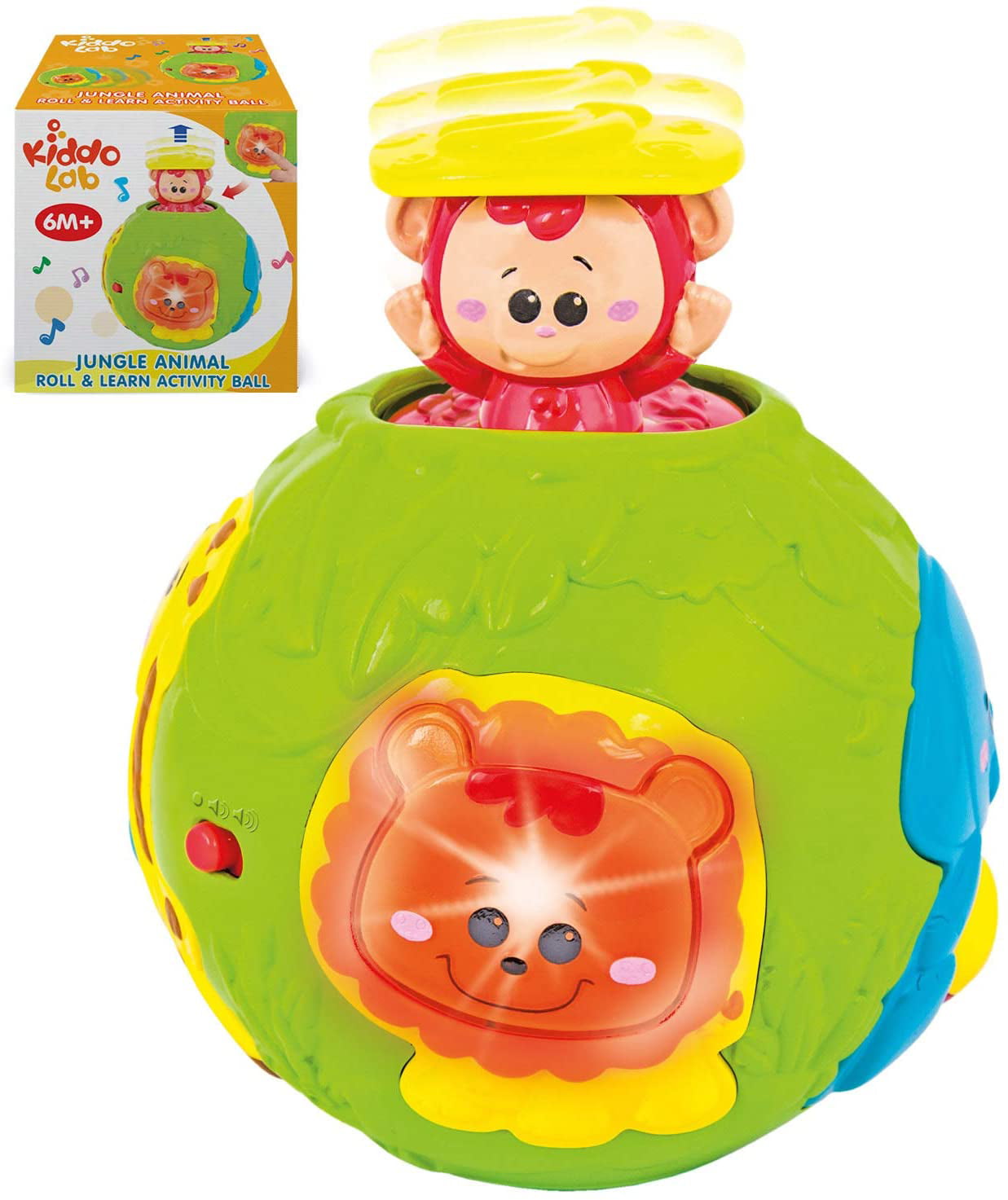 Kiddolab Jungle Animal Roll Learn Activity Ball Fun Baby Activity Center Lights Sounds Music Ages 6m Walmart Com