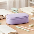 thumbnail image 4 of allydrew Simple Large Capacity Double Compartment Pencil Case, Pencil Pouch for Stationery Tools, Orchid, 4 of 5