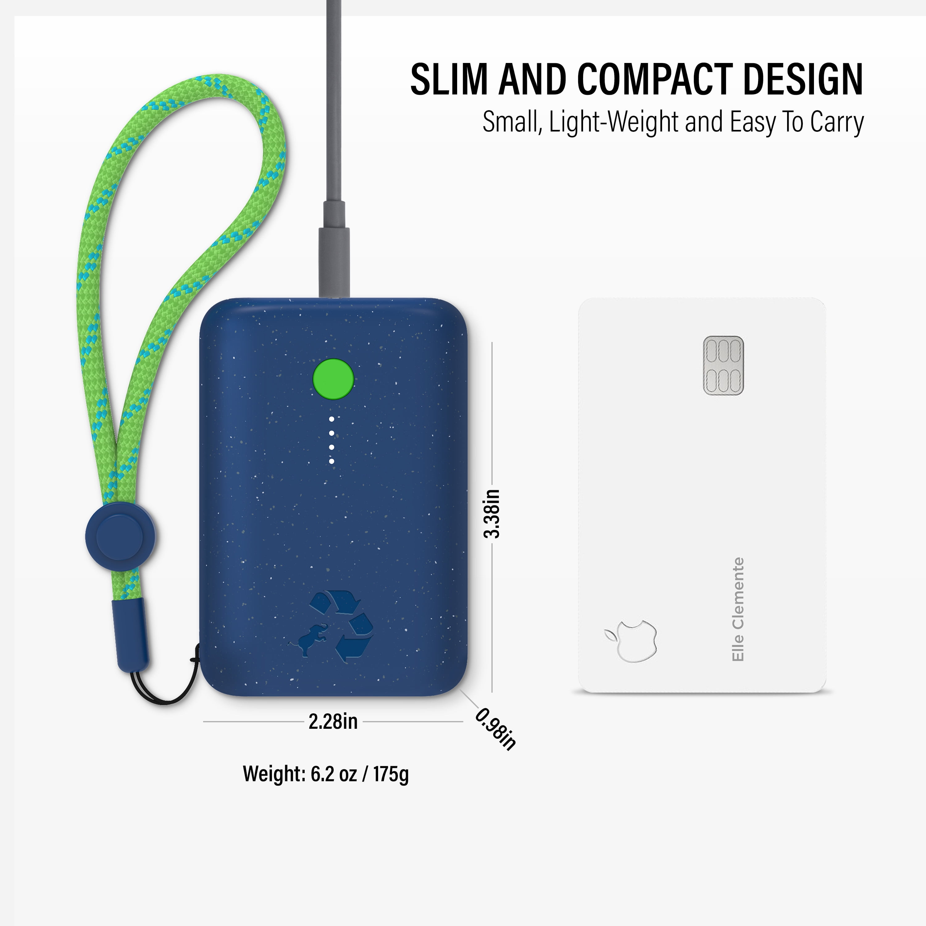 Champ Portable Charger, 10,000mAh Power Bank Fast Charging, 20W Dual USB-C Battery Pack with Cable, Travel Essential Power Bank for iPhone Laptops Galaxy Tablet Pixel iPad Macbook Kindle Airpod