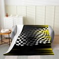 thumbnail image 2 of Erosebridal Race Car Throw Blanket for Couch, Sport Theme Plush Blanket, Gold Black, Soft 90x90, 2 of 6