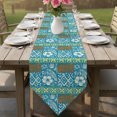 thumbnail image 6 of Bohemia Table Runner Linen Burlap Table Runner 60 Inches Long Tropical Plants Floral Plaid Vintage Rustic Blue Dresser Scarves for Kitchen Island Coffee Dining Room Party Holiday Decoration 13"x60", 6 of 8