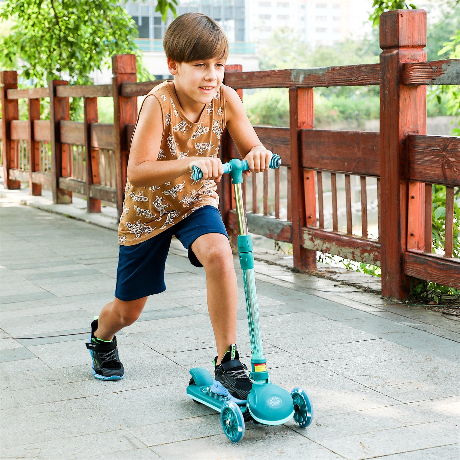 CIPACHO 26" Kick Scooter for Kids, Wheel with Brake, Adjustable Height Handlebar, Aged 3 to 10, Wide Standing Board, Green CIPACHO 26" Kick Scooter for Kids, Wheel with Brake, Adjustable Height Handlebar, Aged 3 to 10, Wide Standing Board, Green
