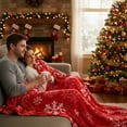 thumbnail image 2 of Merry Christmas Throw Blanket, Super Soft Snowflake Flannel Throw Cover for Bed Sofa, Lightweight Festival Holiday Throw Blankets, 51.2" X 59", 2 of 7