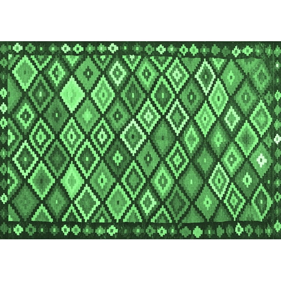 Ahgly Company Indoor Rectangle Oriental Emerald Green Traditional Area Rugs, 4' x 6'