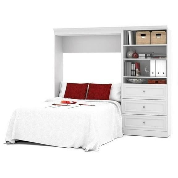 Atlin Designs Contemporary Wood Full Murphy Bed & Organizer w/ Drawers in White