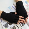 thumbnail image 5 of Visland 2Pairs Men Women Winter Fingerless Gloves, Fashion Casual Solid Color Soft Skin-friendly Stretch Knitted Winter Hand Warm Mittens for Computer Working, 5 of 6