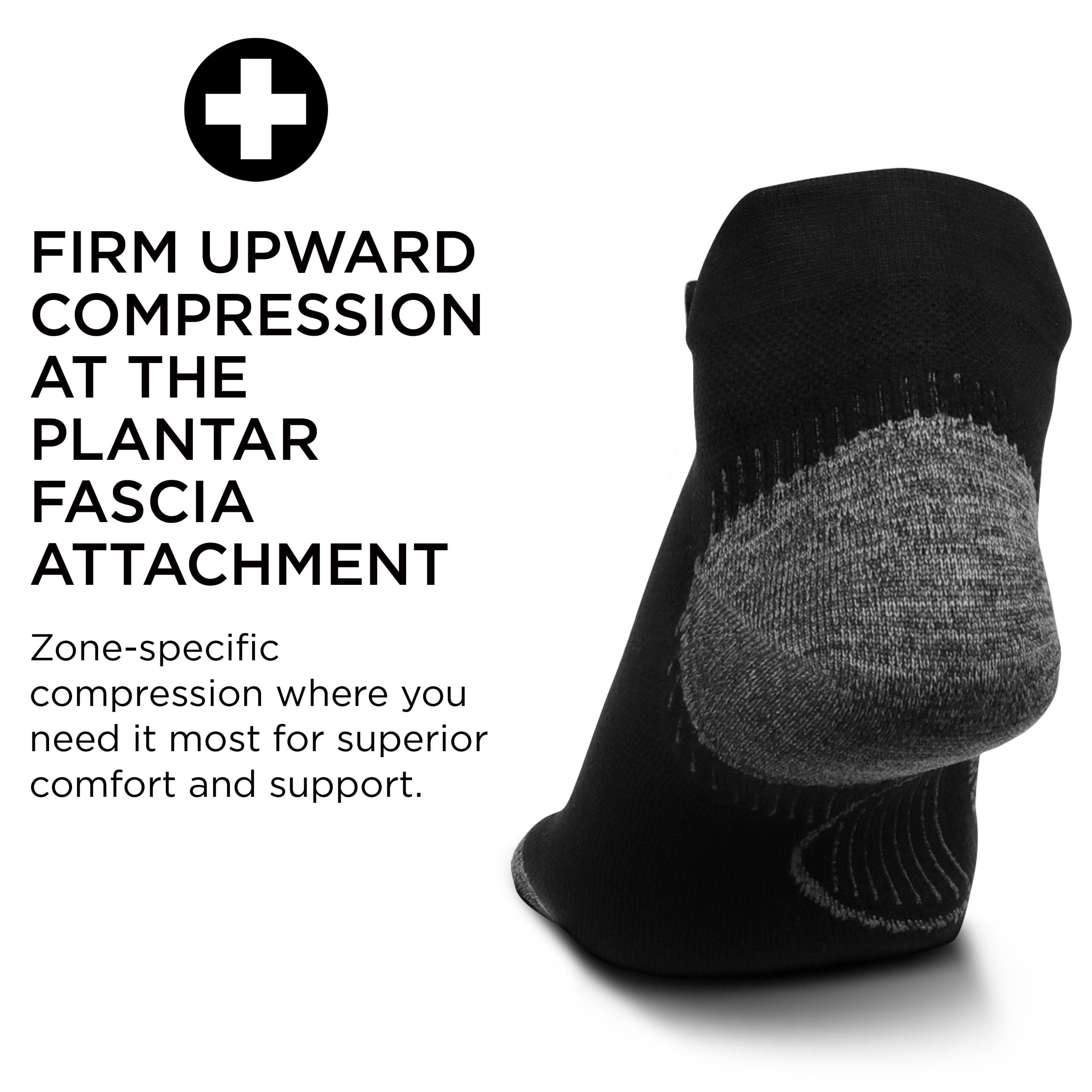 Feetures Plantar Fasciitis Relief Ultra Light Cushion Ankle Sock - No Show Socks with Heel Tab - Black, XL (1 Pair)