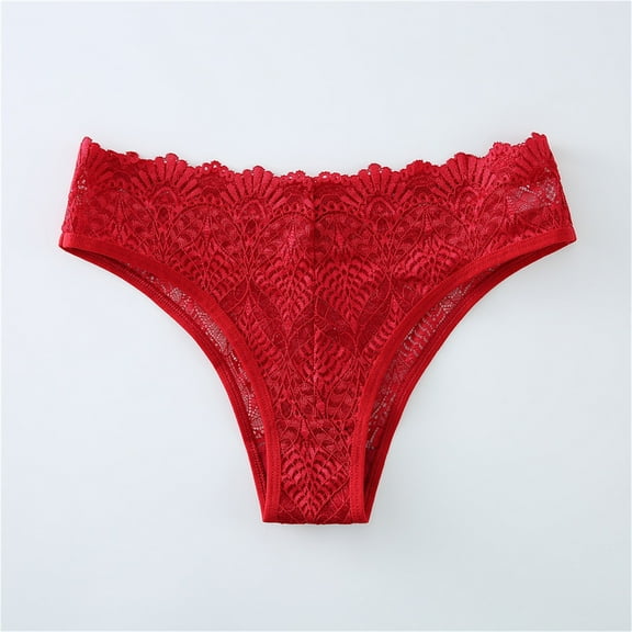WCJM Women's chemical fiber underwear including 1PC underwear Red Polyester Women's Essentials Stretch Bikini Panty Lace Trim 4 Colors Comfy FASHION Underwear