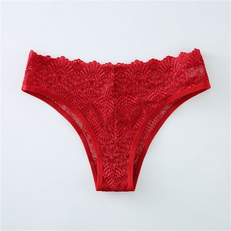 

2PC Underwear Women High Waisted Essentials Stretch Bikini Panty Lace Trim 4 Colors Comfy Sexy Underwear