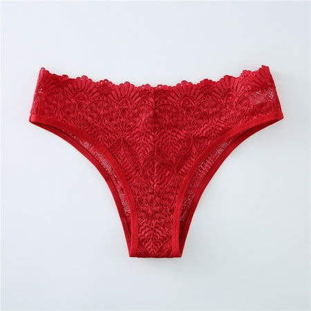 DondPO Womens Underwear Panties for Women Women s Stretch Bikini Panty Lace Trim 4 Colors Comfy Sexy Underwear Lingerie for Women Seamless Underwear Cotton Underwear Red M