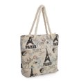 thumbnail image 2 of Premium Large Paris Eiffel Vintage Stamps Print Canvas Tote Shoulder Bag Handbag, 2 of 5