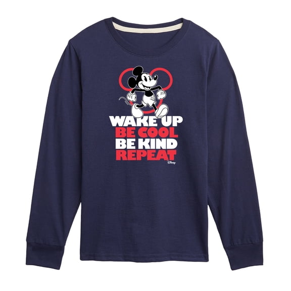 Disney - Wake Up, Be Cool, Be Kind, Repeat - Youth Long Sleeve Graphic T-Shirt